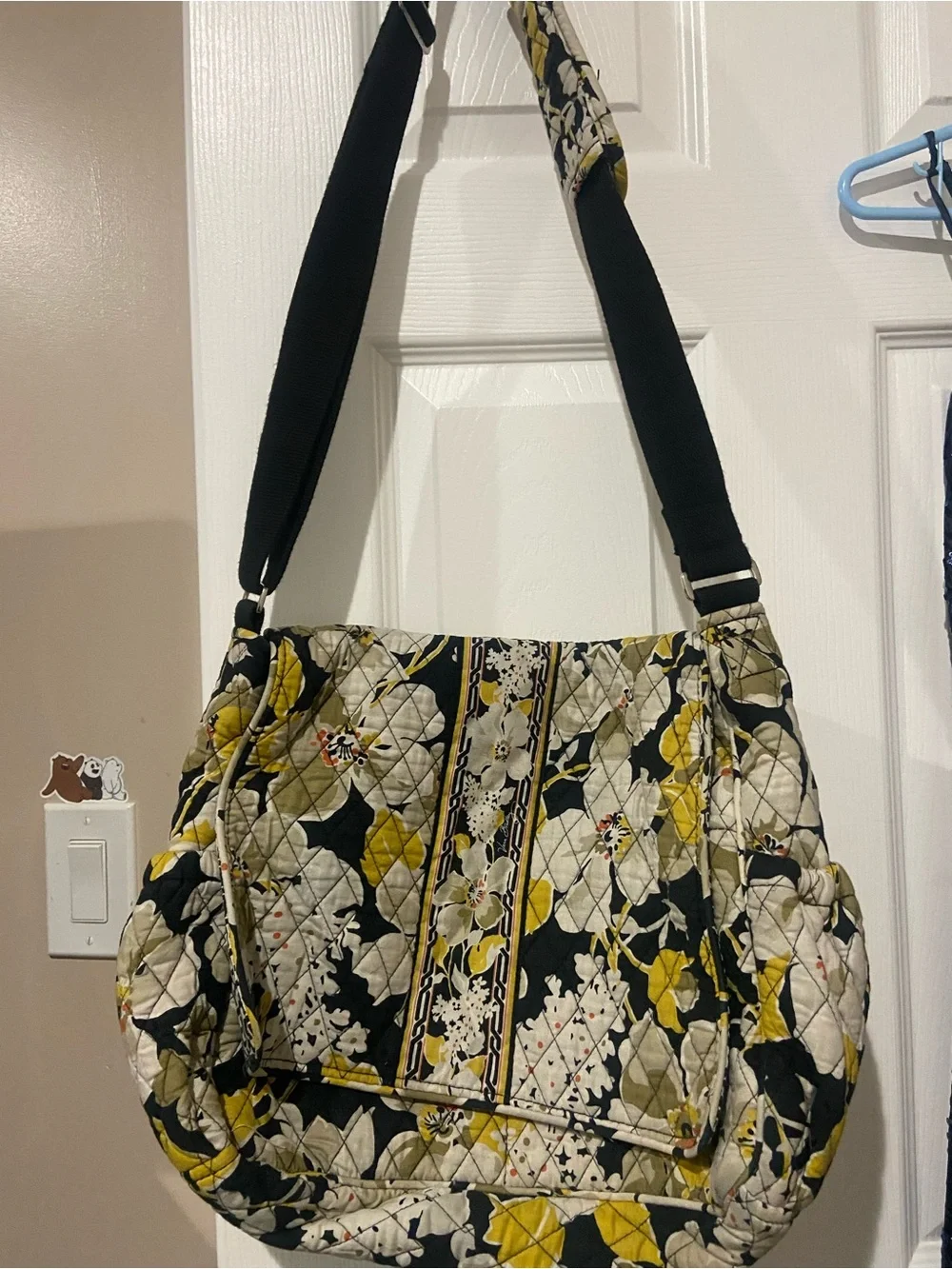 Diaper bag Vera Bradley Quilted Floral Crossbody in Yellow, Black & Cream